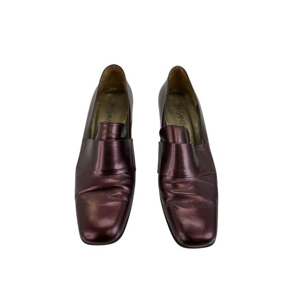Vintage Metallic Oxblood YSL Burgundy Leather Loafers Made in Italy 8.5M - Picture 5 of 8